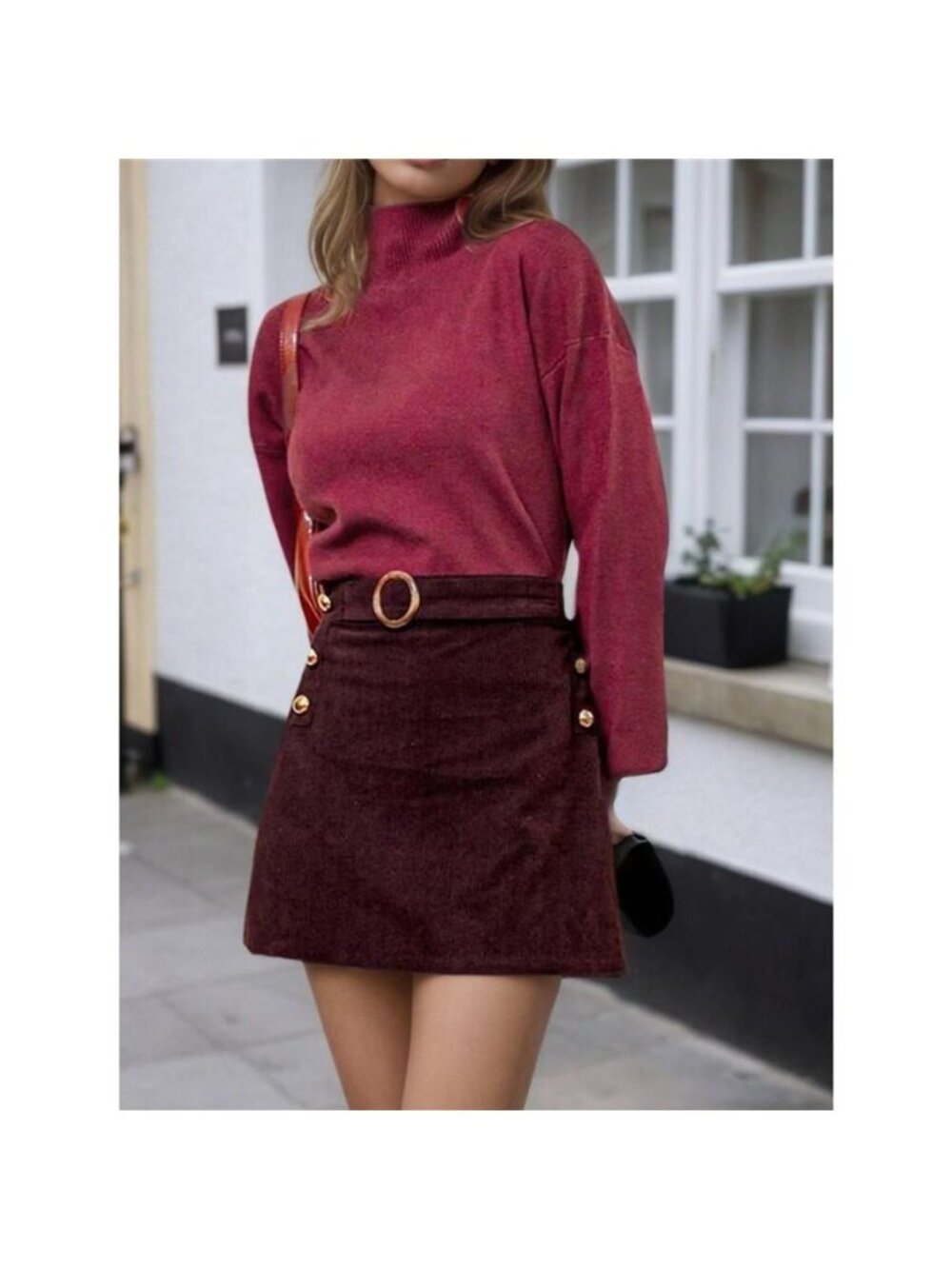 High-Waisted Corduroy Mini Skirt
